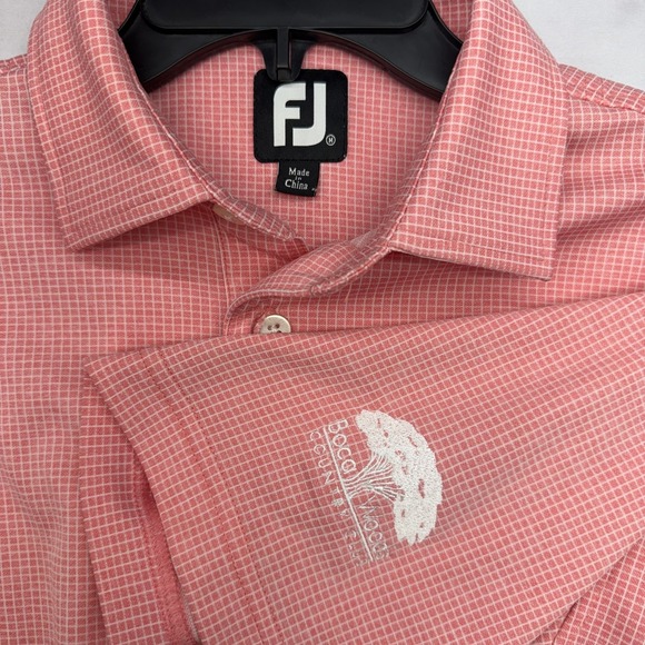FootJoy Other - FootJoy Mens Golf Polo Coral Pink Boca Woods Country Club Large Short Sleeve